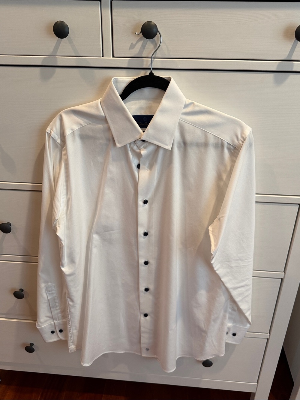 Classic White David Donahue Men's Dress Shirt . Slim fit Neck 16 32/3
